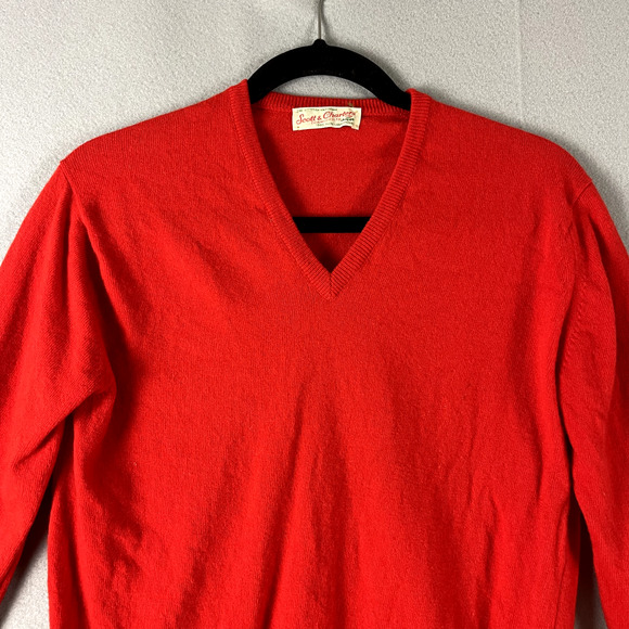 Vintage Scotland Lambswool Sweater Women Medium Red Orange Scott Charters - Picture 2 of 12